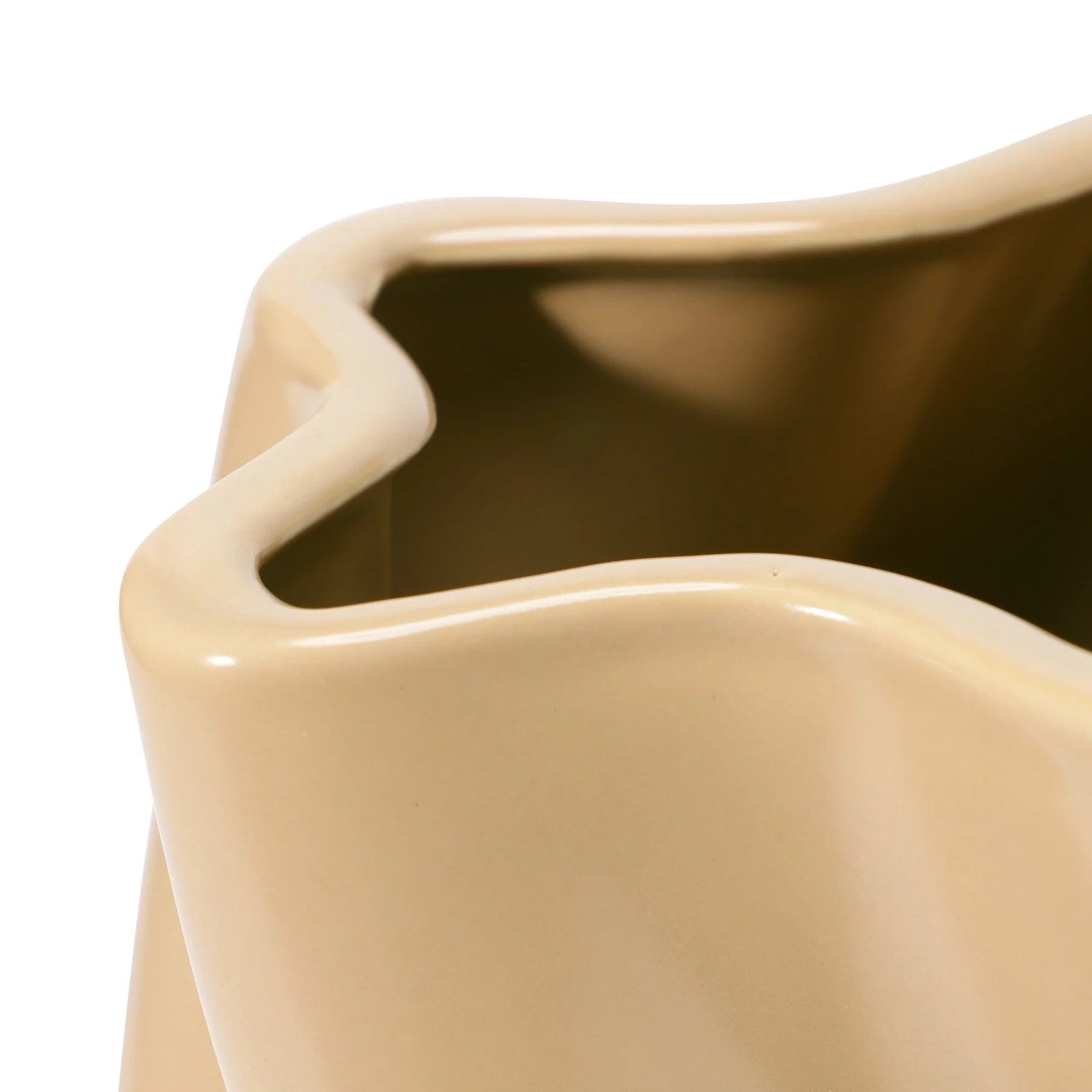 Ceramic Twist Pattern Vase, Large, Beige